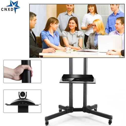 Universal TV Cart Height Adjustable Mobile TV Trolley Stand for 32"-65"LED LCD Plasma TV with Adjustable AV Shelf Camera Holder