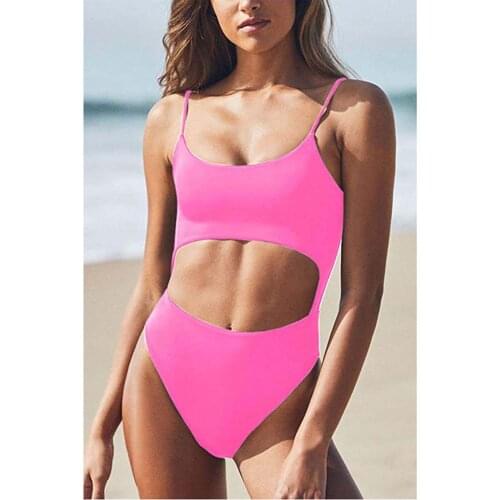 Bikinis Mujer Women Scoop Neck Cut Out Front Lace Up Back High Cut Monokini One Piece Swimsuit Mujerstroje Kapielowe Damskie
