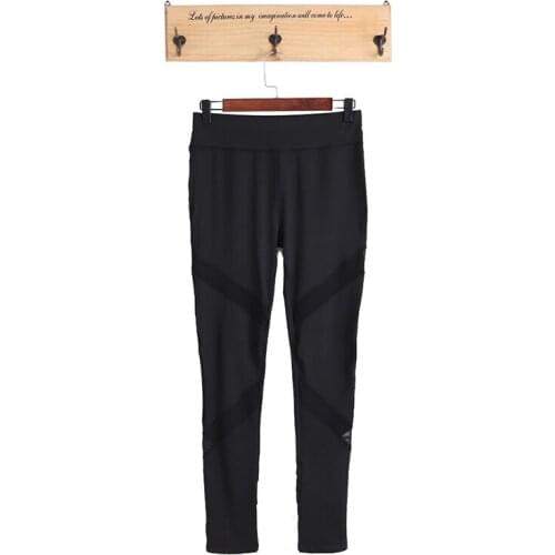 Womens Yoga Gym Sports Workout Leggings Running Fitness Mesh Net Pants Trousers Q84C