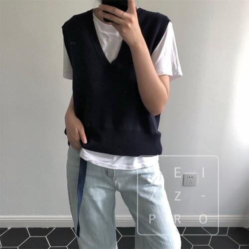 2021 New Autumn Casual Ladies Vest V Neck Loose Solid Color High Quality Women Waistvest Fashion Elegant Female Gilet T214