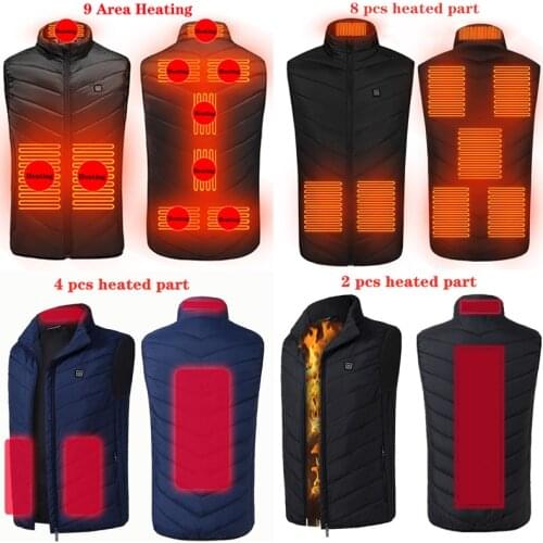 VIP Heating Vest 2/4/8/9 Zones Heated Vest Men Women Usb Heated Jacket Thermal Clothing Hunting Vest Winter Heating