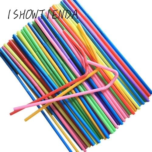 100pcs Multicolor Disposable Drinking Straws Multicolor Cocktail Straws Plastic Drinking Straw DIY Party Straw for Home Party