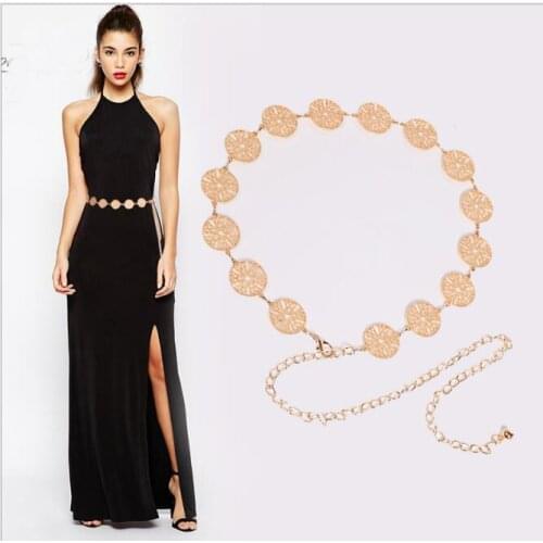 130cm New metal waist chain explosion models hollow circle decorative waist chain dress belt