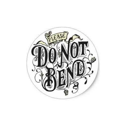 3.8cm Do Not Bend Sticker in Vintage Typography