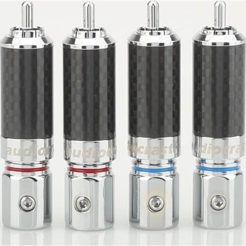 4xAudiocrast Rhodium Plated Carbon Fiber RCA Plug Solder
