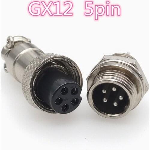 5Pcs/Lot Gx12-5 5Pin Male + Female 12Mm L88-93 Wire Circular Panel Connector Aviation Socket Plug Wit