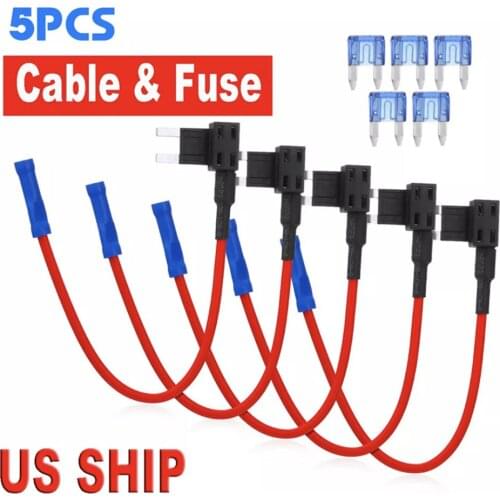 5 Pcs APM Tap Mini Blade Micro Add-a-Circuit Adapter 12V Car Fuse box Holder Auto Motri Insurance ATM Adapter