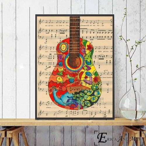 Sheet Guitar Music Artwork Canvas Painting Posters And Prints For Living Room No Framed Wall Art Picture Home Decor On Sale