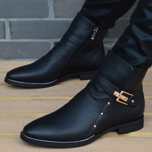 New Fashion Men Boots Genuine Leather Mens British Autumn Winter Warm Plush Ankle Boots Man Casual shoes Zapatos man hombre