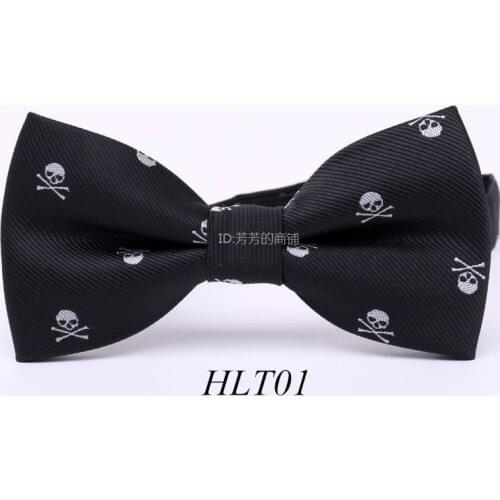 Brand Skull Bowtie Adjustable Bow Tie For Men Novelty Cravat Fashion Leisure Black Wine Red Gravata