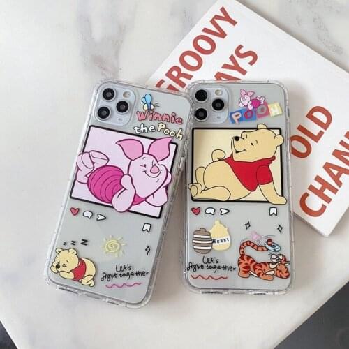 Disney Winnie The Pooh Phone Case for IPhone X / XS / XR / 11 / 12 / Pro / Cartoon Cute Style Anti-fall Silicone Case
