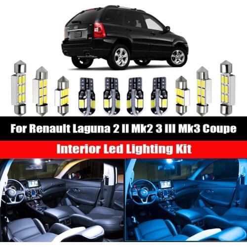 For Renault Laguna 2 II Mk2 3 III Mk3 Coupe Canbus LED Interior Bulbs Vehicle Map Dome Trunk Light Kit Auto Lamp Accessories