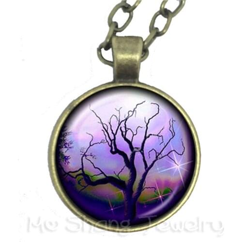 Tree of Life Time Gem Glass Cabochon Necklace Sweater chain Accessories For Men Women Jewelry Gift