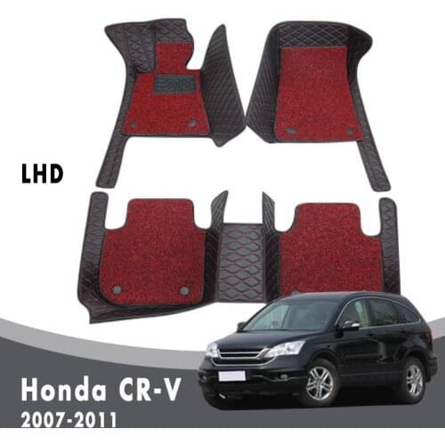 Double Layer Wire Loop Car Floor Mats Carpets For Honda CR-V CRV 2011 2010 2009 2008 2007 Auto Accessories Leather Waterproof
