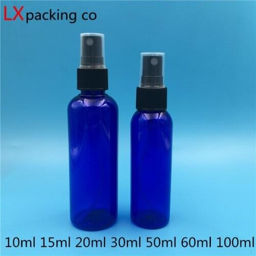50 PCS 15 60 100 ML Royal Blue Plastic Perfume Spray Empty Bottles Portable Lotion Small Watering Can Container Free Shipping