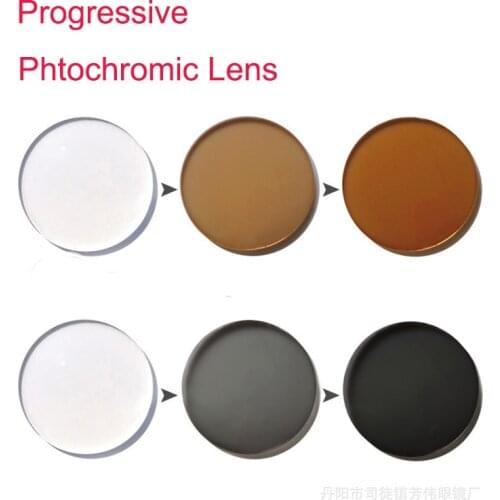 2pcs,1.56 1.61 1.67 Photochromic Progressive Lens Glasses Myopia Presbyopia Prescription Optical Multifocal Glasses Lenses