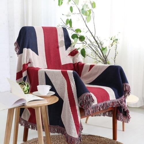 Flag Jacquard Cotton Blanket For Sofa Covers Thick Blankets Piano Cover Carpet AB-Side Coverlet 3-Sizes Bedspread