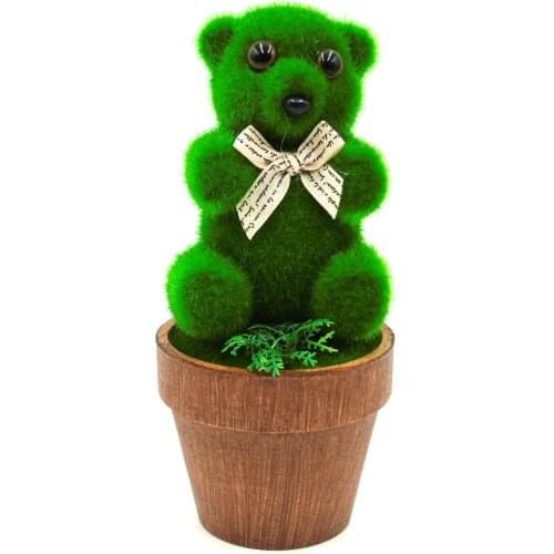Artificial Flower Plant Potted Animal Bear Grass Land Bonsai Fake Flower Plant Pine Trees for Wedding Christmas Home Decoration