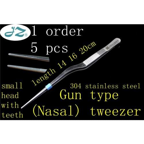 JZ medical Ear Department instrument 304 stainless steel with tooth gun type nasal cavity Elbow tweezer Children baby dig earwax