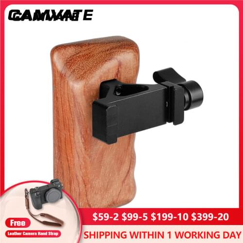 CAMVATE Wooden Handgrip Left Side With QR ARCA Compatible Clamp C2068