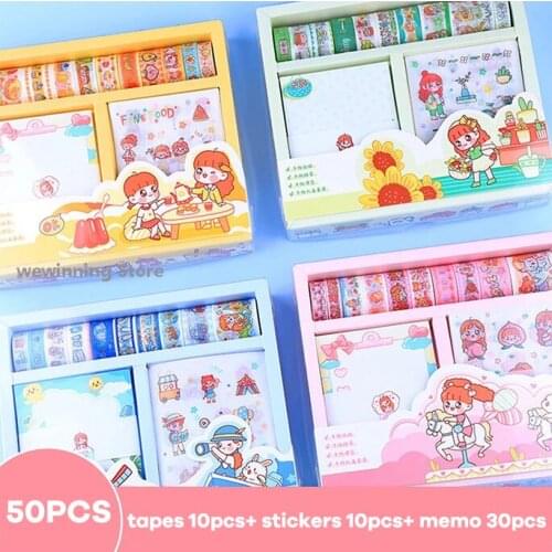 Kawaii Handbook Set Gift Box Girl Cute Bullet Journal Handbook Notepad Diary Notebook Simple Student Hand Account Gift Children