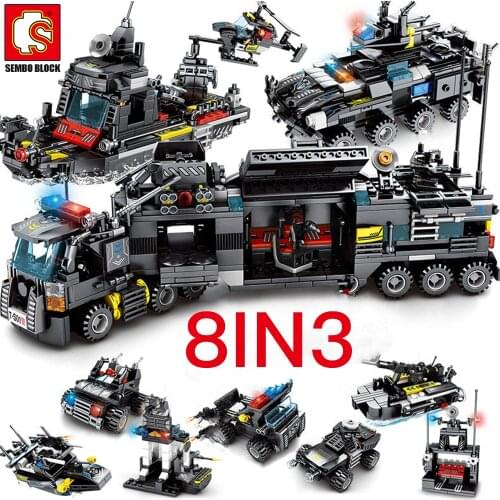 SEMBO BLOCK SWAT Police Building Block Lepinblock City Black Eagle Aircraft Tank Constructor Figure Enlighten Fit Brick Toy