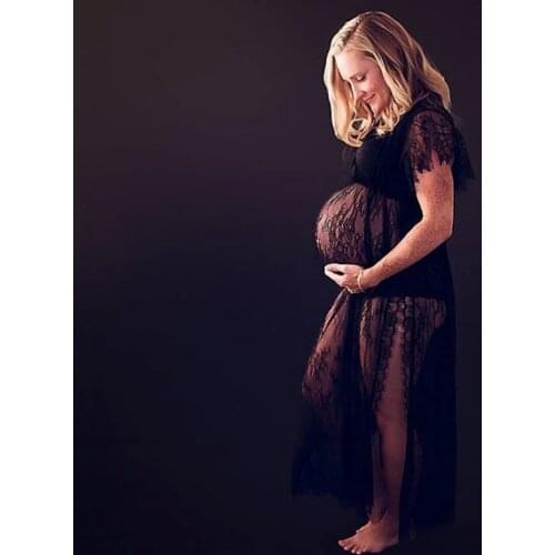 Lace V-neck Maternity Dresses For Photo Shoot Maternity Photography Props Pregnancy Dresses Clothes For Pregnant Women Vestdios