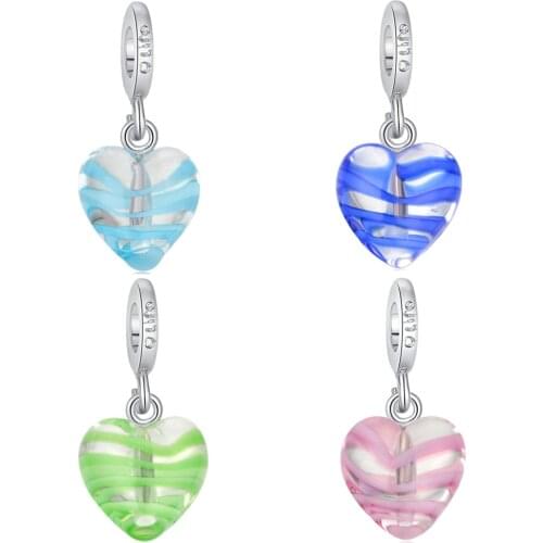 1Pcs New Heart-Shaped Resin Pendant DIY Beads Suitable Original Pandora Charm Bracelet Ladies Jewelry Making Gifts