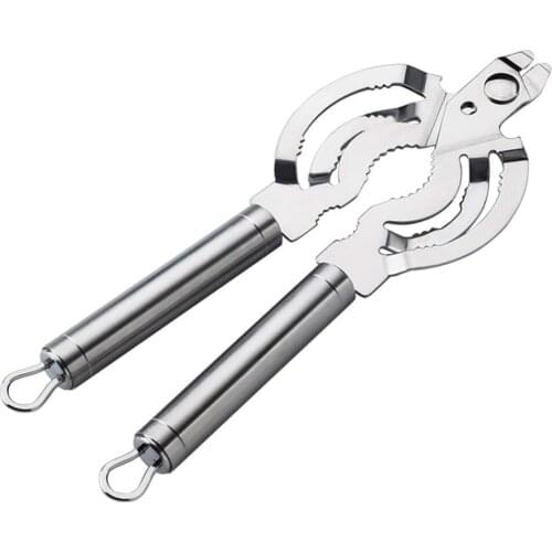 Multi-functional Jar Opener Stainless Steel Handy Screw Cap Multi-purpose Bottle Lid Grip Wrench Kitchen Supplies