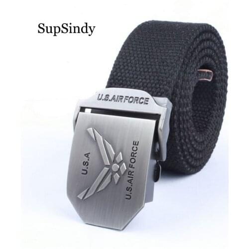 SupSindy Men&women Canvas belt US Air Force metal buckle luxury jeans belts for men vintage tactical belt military strap male