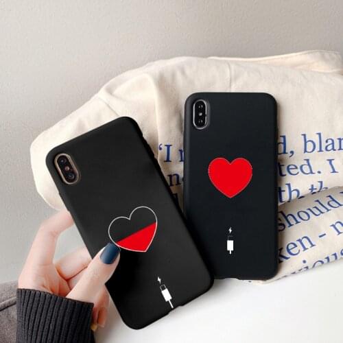 Charge Heart Phone Case For iphone X XS MAX XR 6s 7 8 Plus SE 202011 12 Pro Max Soft Silicone Couple Charging Love Cover Fundas