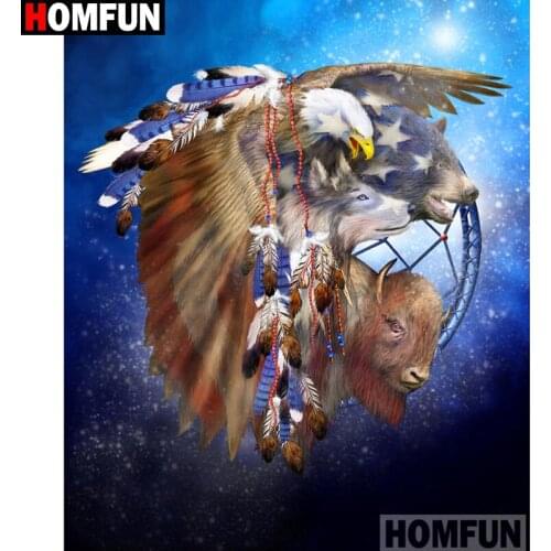 HOMFUN Full Square/Round Drill 5D DIY Diamond Painting "Feather eagle" Ermboidery Cross Stitch 5D Home Decor Gift A15322