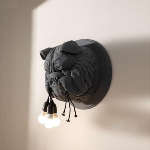 Nordic Animals Wall Lamp Resin Dog Head Wall Light Fixtures Bathroom Light Bedroom Sconces Wall+lamps Living Room Deco E14 Led