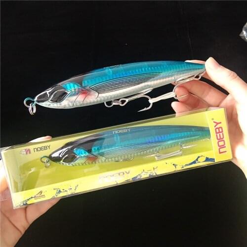 Noeby 2PCS sea fishing lure stickbait NBL9494 pencil lure top water 160mm GT popper fishing saltwater stick bait
