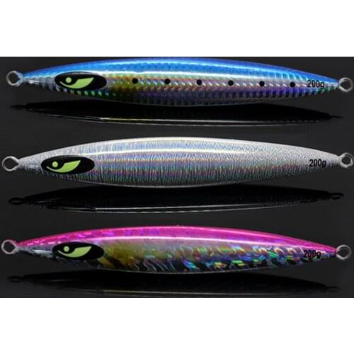 New 3D Eyes 1PC 15cm 200g Laser Body Back Luminous Metal Jig Lure Spoon Paillette Knife Artificial Hard Bait Sea Fishing Lure
