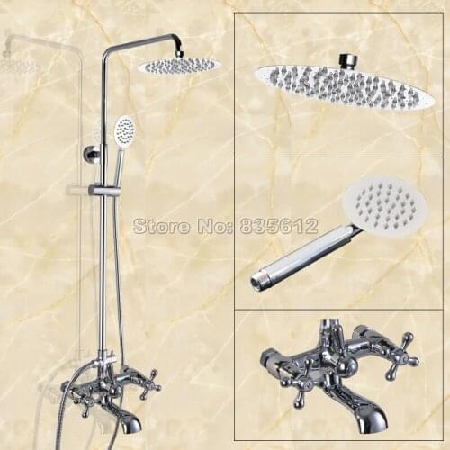 NEW Chrome Wall Mounted 8 inch Rainfall Shower Faucet Set with Handheld Shower + Bath Tub Mixer Tap Wcy328