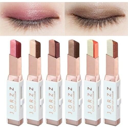 New Easy to Wear Velvet Double Color Matte Eye Shadow Stick 6 Shimmer Colors Luminous Eyeshadow Brand Makeup