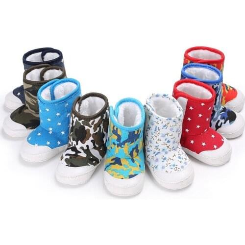Autumn infants warm shoes winter baby boys girls shoes canvas baby girls booties Leather boy baby boots