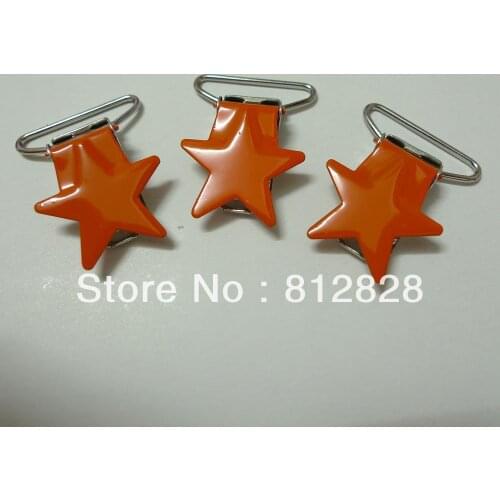 25pcs 1'' 25mm #MD6 Orange Color Enamel Star Suspender Clips
