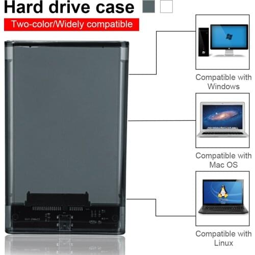 2.5'' Transparent HDD Case SATA to USB 3.1 Gen2 External Hard Drive Case HDD Enclosure for SSD Disk HDD Box Support UASP