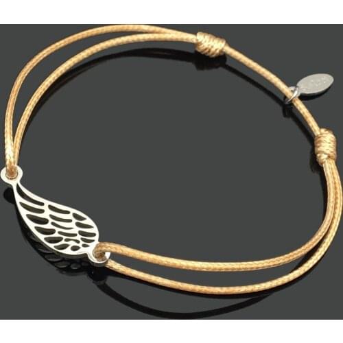 Wish Bracelet Feather Wing Stainless Steel Charm Cord Bracelet Adjustable Pendant String Lucky Bracelet For Women Girl