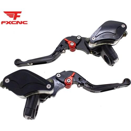 CNC Adjustable Folding Extendable Universal Motorcycles Master Cylinder Reservoir Hydraulic Brake Clutch Levers Set