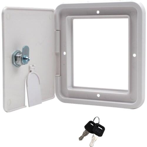 RV White Electric Power Cord Cable Hatch Compartment Lock & Key 6.89 x 1.38"