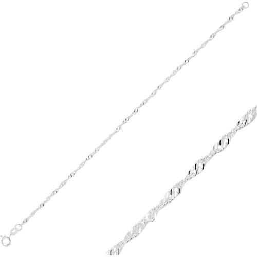 Silverlina Silver 30 Micron Singapore (Twist) Chain Bracelet