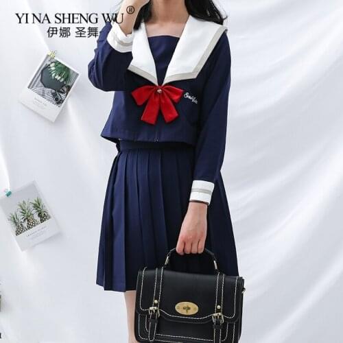 Sailor Dress Suit Girls Japanese Korea Style Jk School Uniform Harajuku Long Sleeve Pleated Skirt Academy Anime Kawaii Cosplay