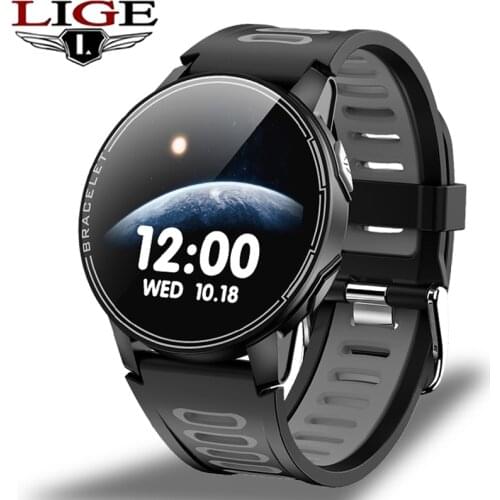 LIGE Bluetooth Smart Watch HD Full Touch Large Screen Waterproof Fitness Tracker Heart Rate Monitor Silicone Bracelet For Unisex