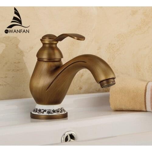 Basin Faucets Antique Brass Deck Mounted Bathroom Sink Faucet Single Handle Hole Ceramic Deco Toilet Mixer Tap WC Taps DZ-8009F
