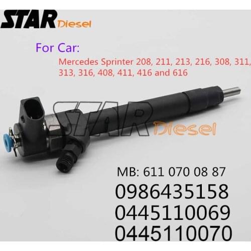 STAR diesel Common Rail Fuel Injector 0445110070 0445110069 0986435158 MB: 6110700887 Auto Parts For Mercede Sprinter