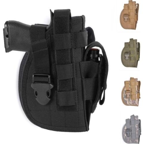 Tactical Universal Gun Holster Right Hand Military Pistol Nylon Holster Airsoft Hunting Waist Belt Holster With Magazine Pouch