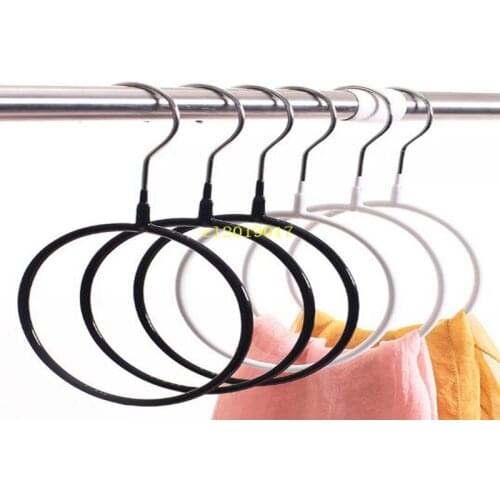 200pcs/lot Storage Rack Metal Silk Scarf Hanger Round Ring Organizer Toroidal Circle Garment Belt Tie Towel Clothes Shelf Holder